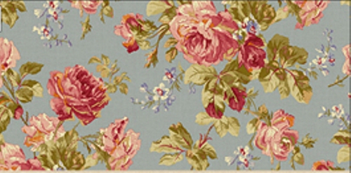 Rose Garden- Blue Dollhouse Wallpaper W-W,R