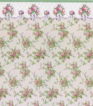Ann Green Rose Floral Dollhouse Wallpaper W-W,R