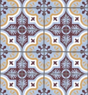 Blue Victorian Tile Dollhouse Wallpaper W-F