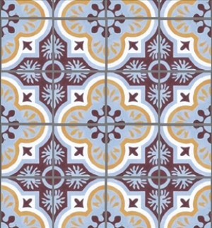 Blue Victorian Tile Dollhouse Wallpaper W-F