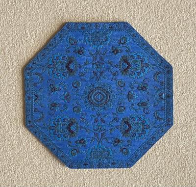 Blue Octagonal Medium Vintage Rug