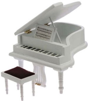 White Grand Piano-Stool MUI