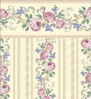 Chrysanthemum Pink, Cream Dollhouse Wallpaper W-W,S