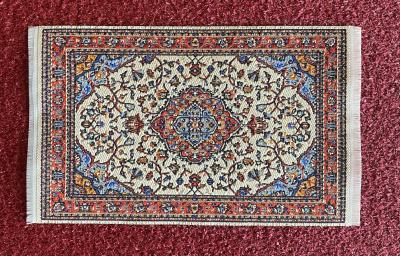 Cream Blue and Red Small Woven Carpet