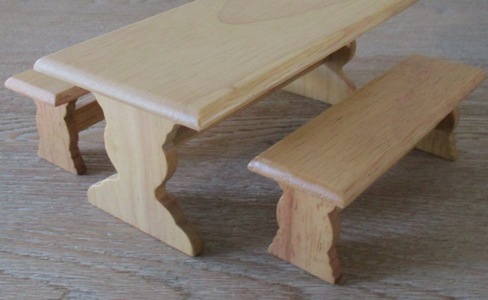 Oak Trestle Table Set  DR-T
