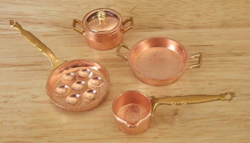 Copper and Brass Set of 4 Pots KA-CU