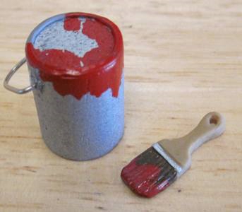 Red- Paint Tin, Brush