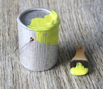 Yellow- Paint Tin, Brush