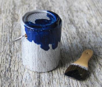 Blue- Paint Tin, Brush