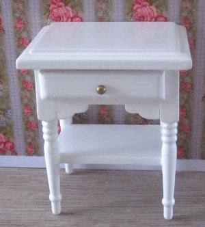 1 Drawer White Bedside Table BED-F