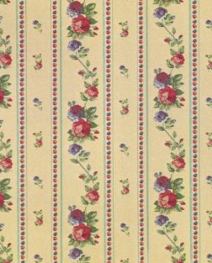 Dark Cream Floral Stripe Dollhouse Wallpaper W-W,S