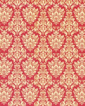 French Damask- Red Coral Dollhouse Wallpaper W-W,O