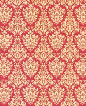 French Damask- Red Coral Dollhouse Wallpaper W-W,O