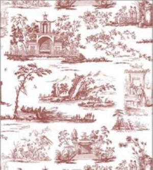 Rose Hill Toile- Red Dollhouse Wallpaper W-W,O
