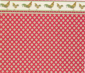 Kitchen Rooster Red Dollhouse Wallpaper W-C