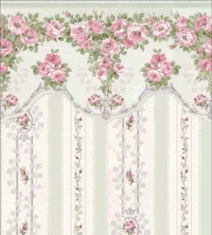Blooming Rose- 2 Dollhouse Wallpaper W-W,S