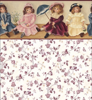 Antique Dolls Dollhouse Wallpaper W-N