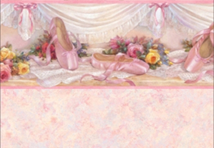 Ballet Slippers Dollhouse Wallpaper W-N