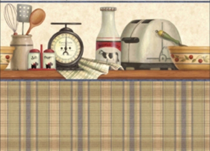 Kitchen Shelf- Tartan Dollhouse Wallpaper W-NOV