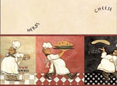 Italian Chef - Red Dollhouse Wallpaper W-C