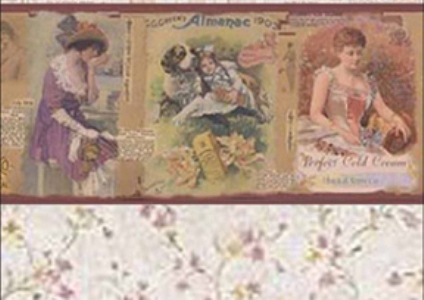 Victorian Advertisement Style- Beige Dollhouse Wallpaper W-NOV