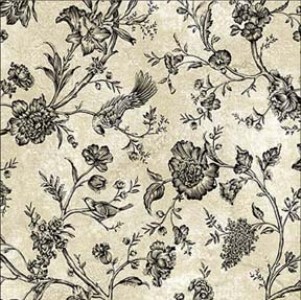 Rose Toile- Black Dollhouse Wallpaper W-W,O