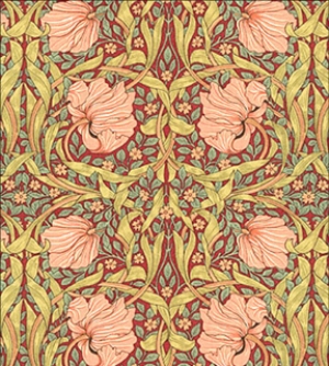 Victorian Tulips- Red Dollhouse Wallpaper W-W,F
