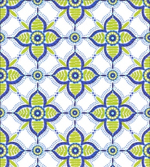 Victorian Morris Tile- Blue Dollhouse Wallpaper W-F