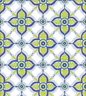 Victorian Morris Tile- Blue Dollhouse Wallpaper W-F