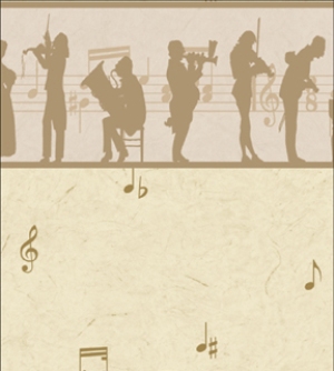 Music Silhouette- Beige Dollhouse Wallpaper W-NOV