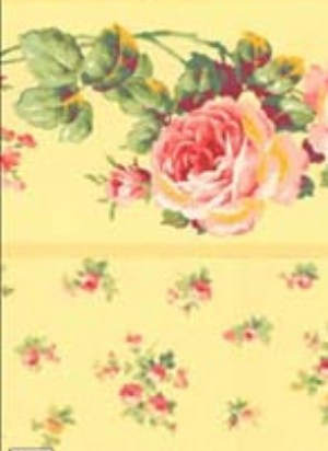 Melissa yellow- Floral Toss Dollhouse Wallpaper W-W,R