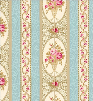 Parisian Floral Stripe Dollhouse Wallpaper W-W,S