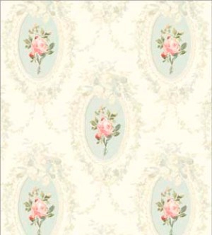 Camilla Floral- Aqua Dollhouse Wallpaper W-W,R