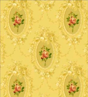 Gold Victorian Cameo Dollhouse Wallpaper W-W,R
