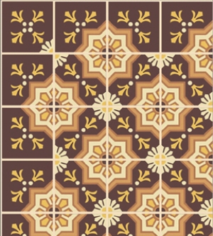 Brown, Orange Floor Tile Dollhouse Wallpaper W-F