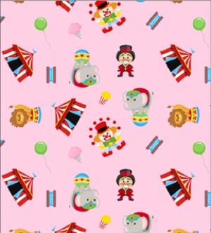 Circus Clowns- Pink Dollhouse Wallpaper W-N