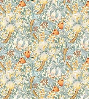 Victorian Lillies- Blue Grey Dollhouse Wallpaper W-W,F