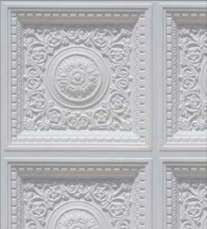 Rosette Panel Ceiling- White Dollhouse Wallpaper W-CP