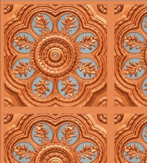 Medallion Gold Panel- Sky Blue Dollhouse Wallpaper W-CP