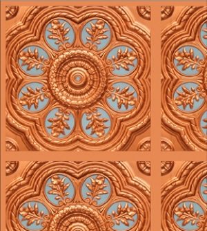 Medallion Gold Panel- Sky Blue Dollhouse Wallpaper W-CP