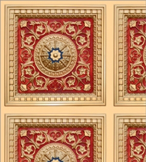 Rosette Panel Ceiling- Red Dollhouse Wallpaper W-CP