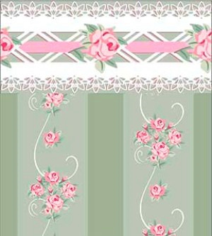 Daniella Floral Stripe-Olive Dollhouse Wallpaper W-W,S